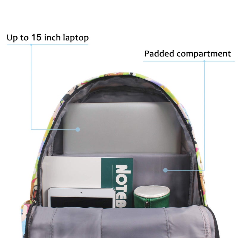 Finex Mickey Minnie Canvas Backpack Casual Daypack with 15 in Laptop Storage Compartment - Image 2